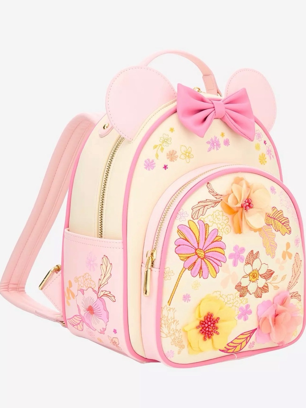New Disney Minnie Mouse Flower Magnetic Ears Mini Backpack - Picture 2 of 8